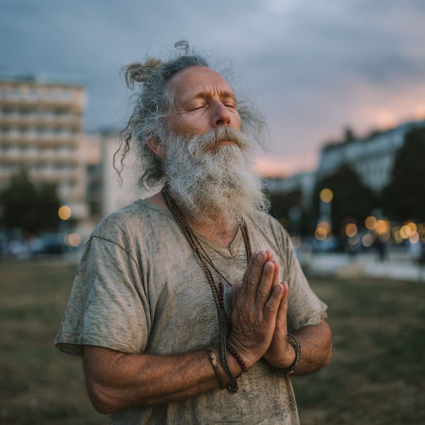 Boldog szenior jóga csoporttagok természetes fényben